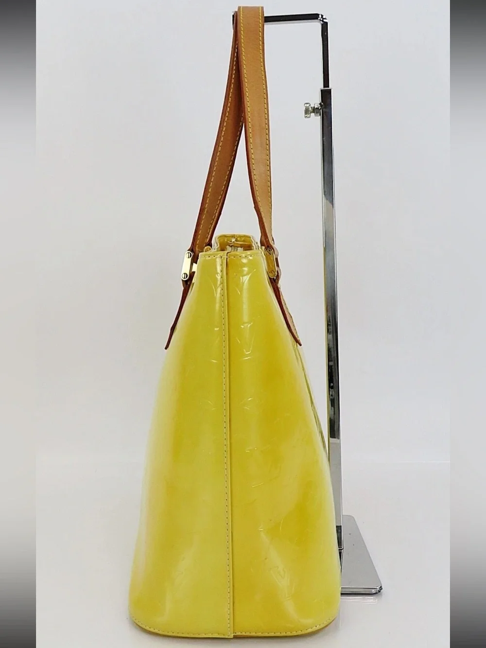 Louis Vuitton Yellow Patent Monogram Tote with Tan Handles